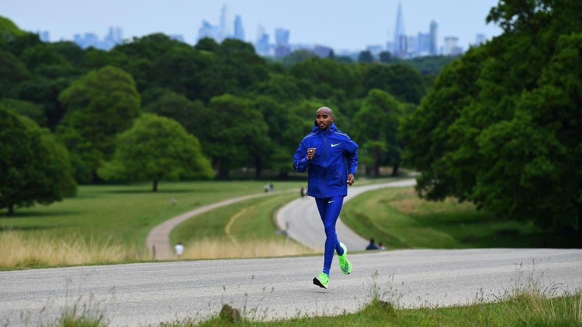 Olympic and World Champion long distance runner Mo Farah exercises in Richmond Park, following the outbreak of the coronavirus disease (COVID-19), in London, Britain May 12, 2020. (Reuters)