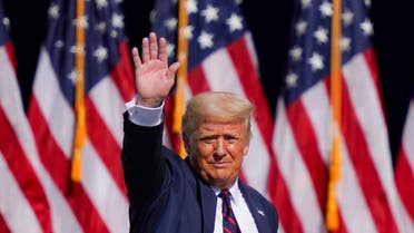US President Donald Trump waves to the audience after speaking at a campaign rally on Aug. 20, 2020, in Pennslyvania. (AP)