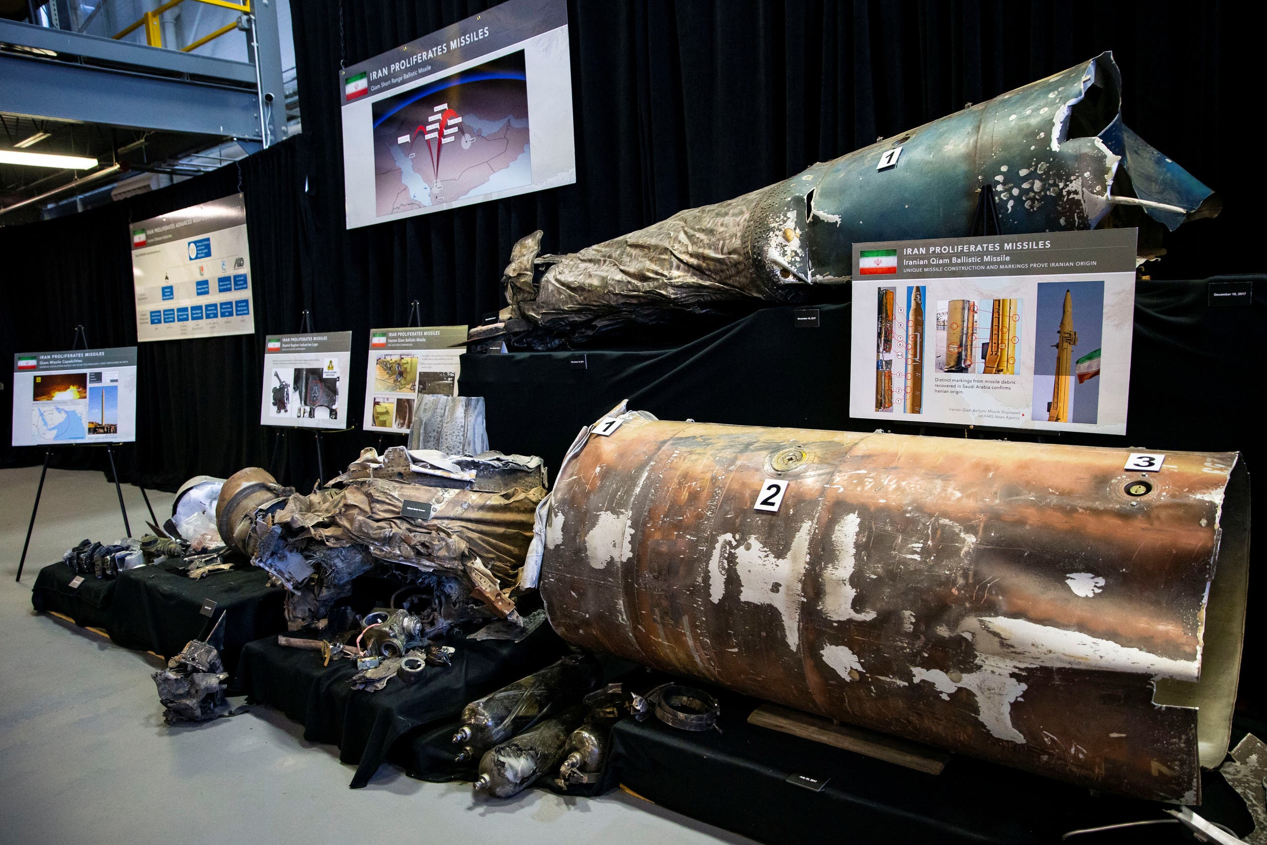 بقایای موشک های بالستیک ایرانی در واشنگتن در سال 2018 نشان داده شده است (بایگانی - رویترز)