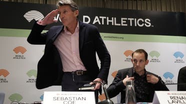 IAAF President Sebastian Coe during a press conference at the World Athletics Council meeting in Monaco on November 22, 2019. (Reuters)