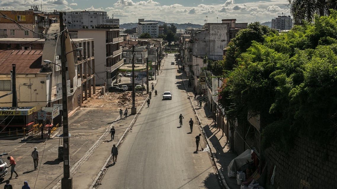 A general view of Behoririka, one of Antananarivo's main shopping areas, in Antananarivo, Madagascar, March 25, 2020. (AFP)