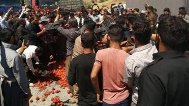 تظاهر العشرات من الفلاحين في قضاء بينجوين التابع لمحافظة السليمانية العراقية قرب الحدود الإيرانية، امس الإثنين، احتجاجا على استمرار استيراد محصول الطماطم من طهران