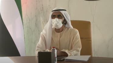 A screengrab of Dubai’s ruler during the presentation of preparations for the new academic year, August 25, 2020, Dubai, UAE. (Courtesy/WAM)