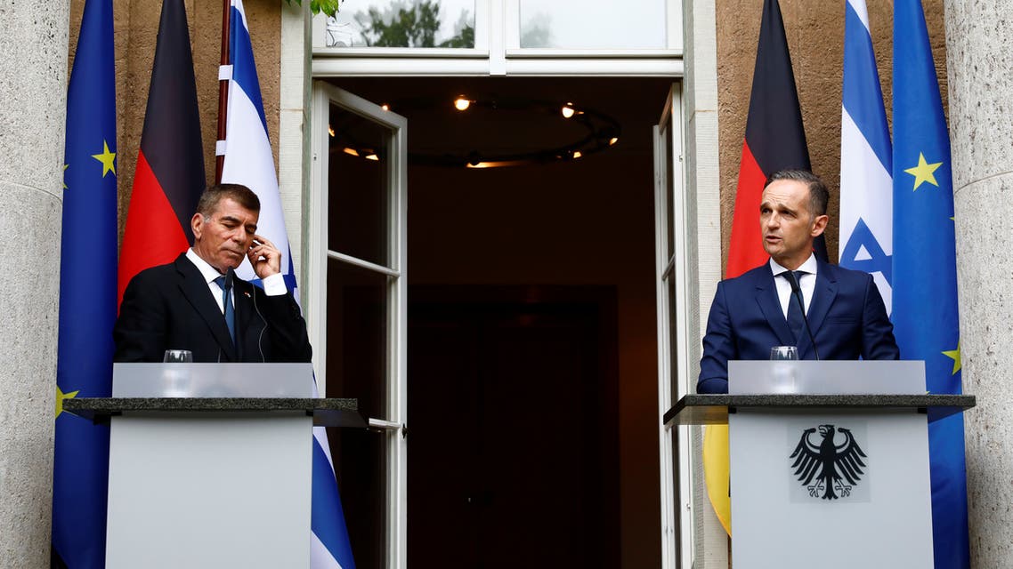 German Foreign Minister Heiko Maas and Israeli Foreign Minister Gabi Ashkenazi attend a news conference in front of the Liebermann Villa at the Wannsee lake in Berlin, Germany, August 27, 2020. REUTERS/Michele Tantussi/Pool