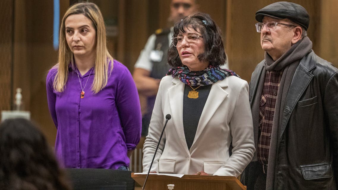 Janna Ezat, mother of Hussein Al-Umari who was killed in the shooting, gives a victim impact statement during the sentencing of mosque gunman Brenton Tarrant at the High Court in Christchurch, New Zealand, August 24, 2020. John Kirk-Anderson/Pool via REUTERS