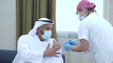Sheikh Abdullah bin Mohammed al-Hamed, chairman of the Department of Health, undergoing a clinical trial for the third phase of the inactive vaccine for COVID-19 in Abu Dhabi. (Supplied)