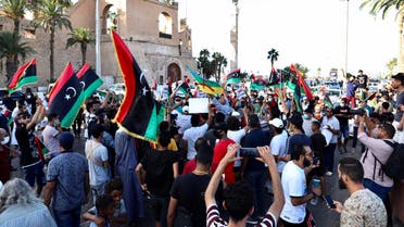 Demonstrators march during an anti-government protest in Tripoli, Libya, August 25, 2020. REUTERS/Hazem Ahmed NO RESALES. NO ARCHIVES