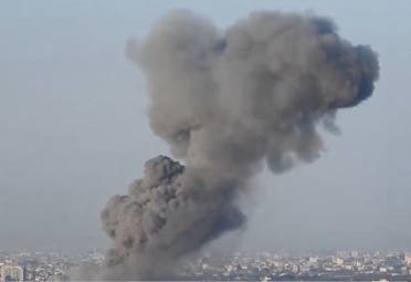 Another image shows smoke rising from the Gaza Strip following Israeli bombing. (Supplied)