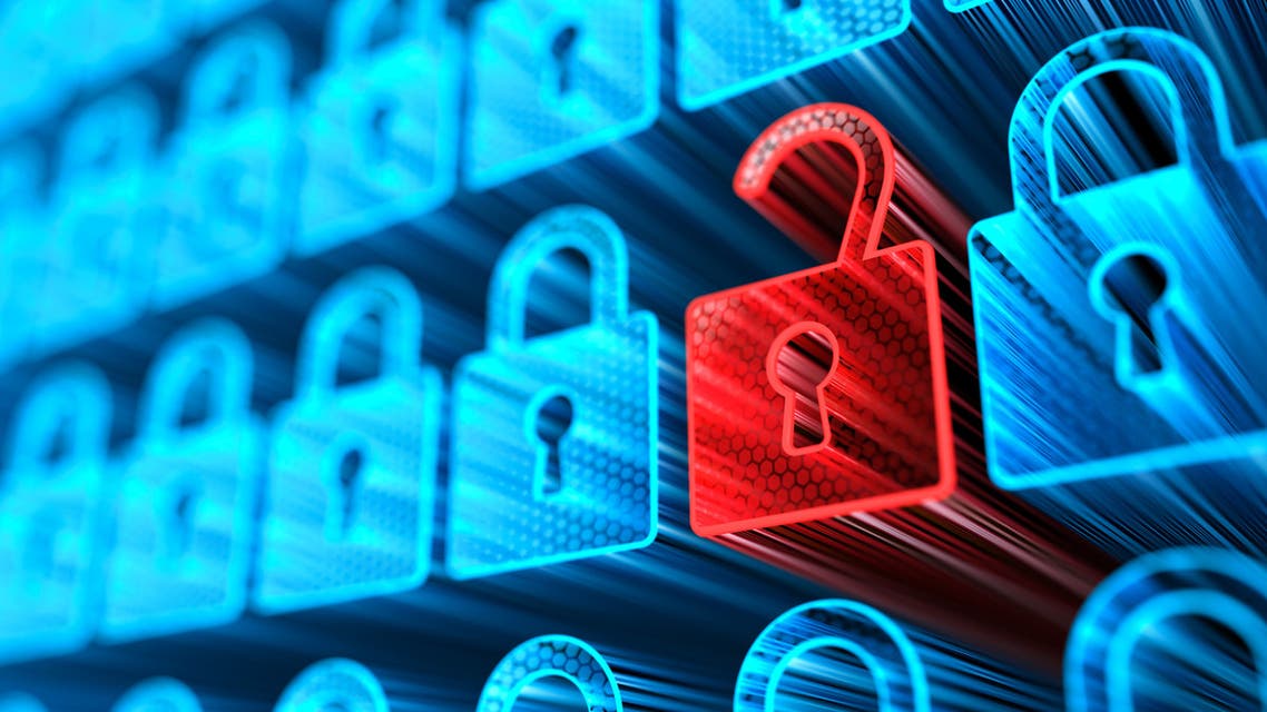 Encryption your data. Digital Lock. Hacker attack and data breach. Big data with encrypted computer code. Safe your data. Cyber internet security and privacy concept. Database storage 3d illustration stock photo