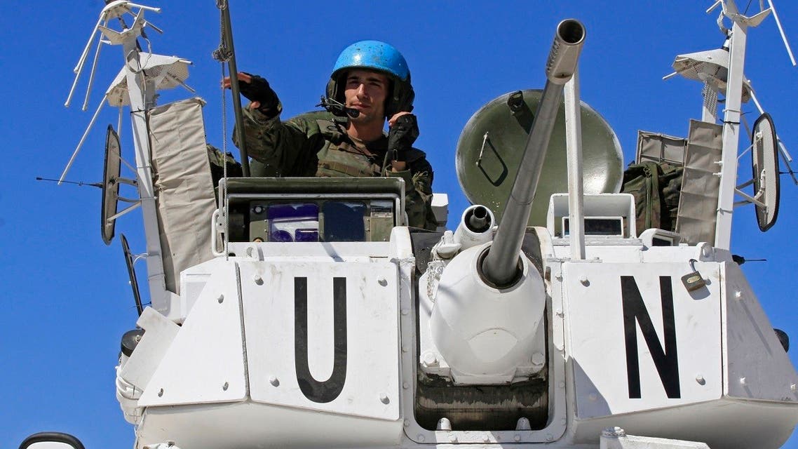 UNIFIL and Lebanese army soldiers take part in a live fire exercise in south Lebanon’s Naqoura, Sept. 25, 2019. (AFP)