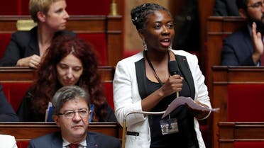 Members of parliament Daniele Obono (R) and Jean-Luc Melenchon (L) of far-left opposition “France Insoumise” (France Unbowed) at the National Assembly in Paris, France, October 24, 2017. (Reuters)