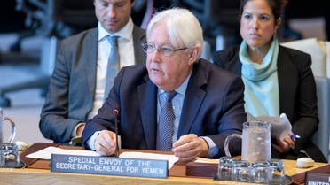 In this image obtained from the United Nations, UN envoy for Yemen Martin Griffiths speaks at the UN Security Council on May 15, 2019, in New York. Griffiths warned Wednesday that despite a rebel withdrawal from key ports, the country still faced the threat of a resumption of all-out war. Despite the significance of the last few days, Yemen remains at the crossroads between war and peace, Griffiths told the UN Security Council.