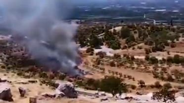 Wildfire reportedly near the ruins of the Bronze Age stronghold of Mycenae in Greece. (Twitter)