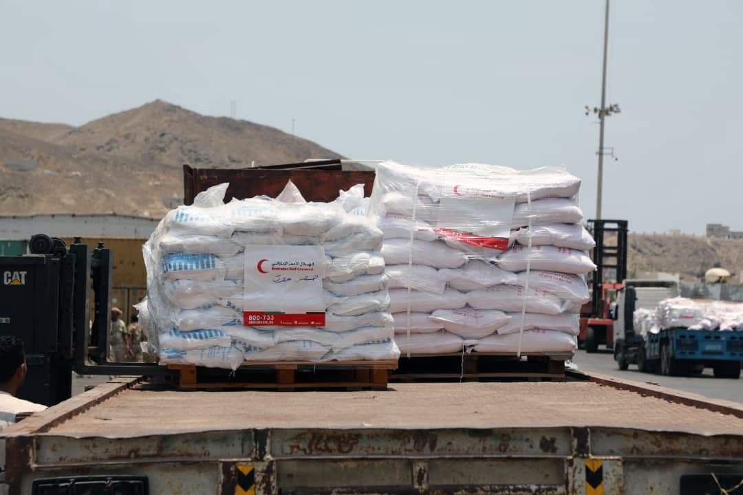Some of the supplies delivered by the UAE aid ship. (WAM)