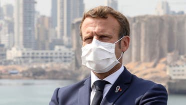 French President Emmanuel Macron meets with UN representatives and NGOs mobilised for the reconstruction of the port of Beirut, in Beirut, Lebanon September 1, 2020. Stephane Lemouton/Pool via REUTERS