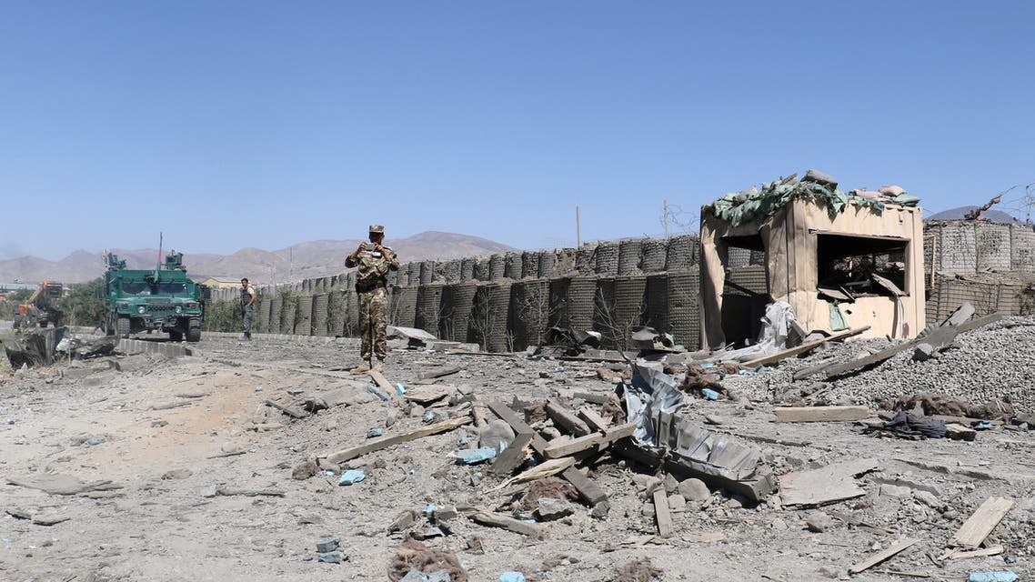 Afghan security forces inspect the aftermath of a suicide bomb blast in Gardez, Paktia Province, Afghanistan June 18, 2017. REUTERS/Samiullah Peiwand