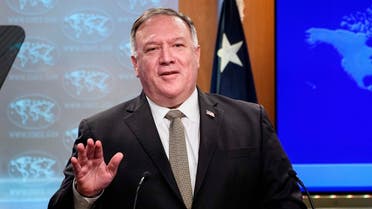 US Secretary of State Mike Pompeo speaks at a news conference in Washington, , Sept. 2, 2020. (AP)