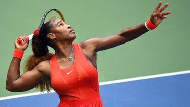  Serena Williams of the United States serves the ball against Kristie Ahn of the United States on day two of the 2020 U.S. Open tennis tournament at USTA Billie Jean King National Tennis Center. Mandatory Credit: Robert Deutsch-USA TODAY Sports