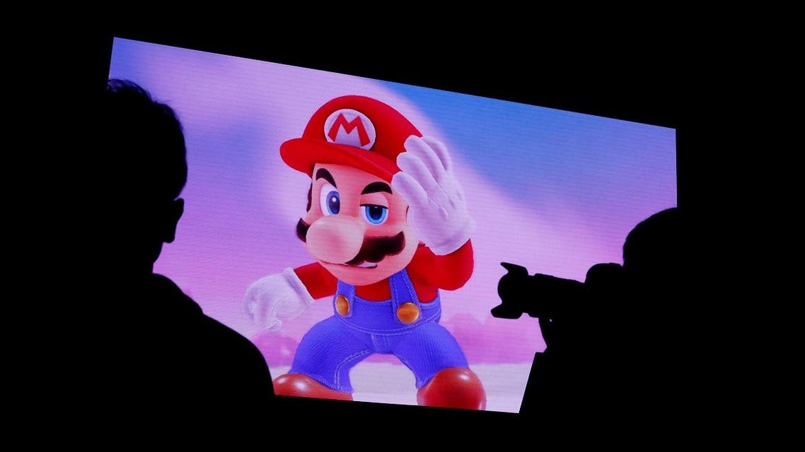 Nintendo’s game character Super Mario is seen on a screen at the presentation ceremony of Nintendo’s new game console Switch in Tokyo, Japan, on January 13, 2017. (Reuters)
