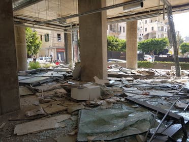 Galerie Tanit after the explosion in Beirut, Lebanon, on August 4, showing blown out walls and glass. (Photo courtesy of Abed Al Kadiri.)