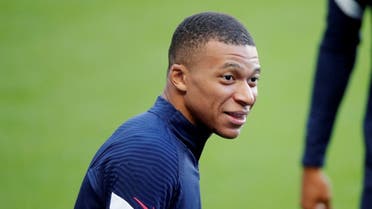 France's Kylian Mbappe during training. (Reuters)