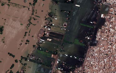 A satellite image shows Halfie Elmouluk as heavy floods sweep through Khartoum, Sudan. (Maxar Technologies via Reuters)