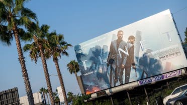 This photo taken on August 19, 2020 shows a billboard for Christopher Nolan's film Tenet on the Sunset Strip, August 19, 2020, in West Hollywood, California. (AFP)