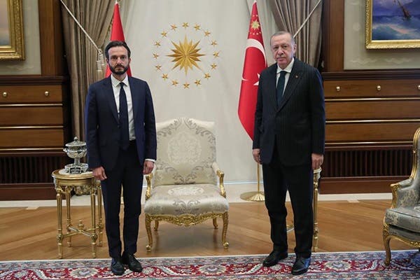 European Court of Human Rights President Robert Spano, left, with Turkish President Recep Tayyip Erdogan on September 3, 2020. (Courtesy: ECHR)