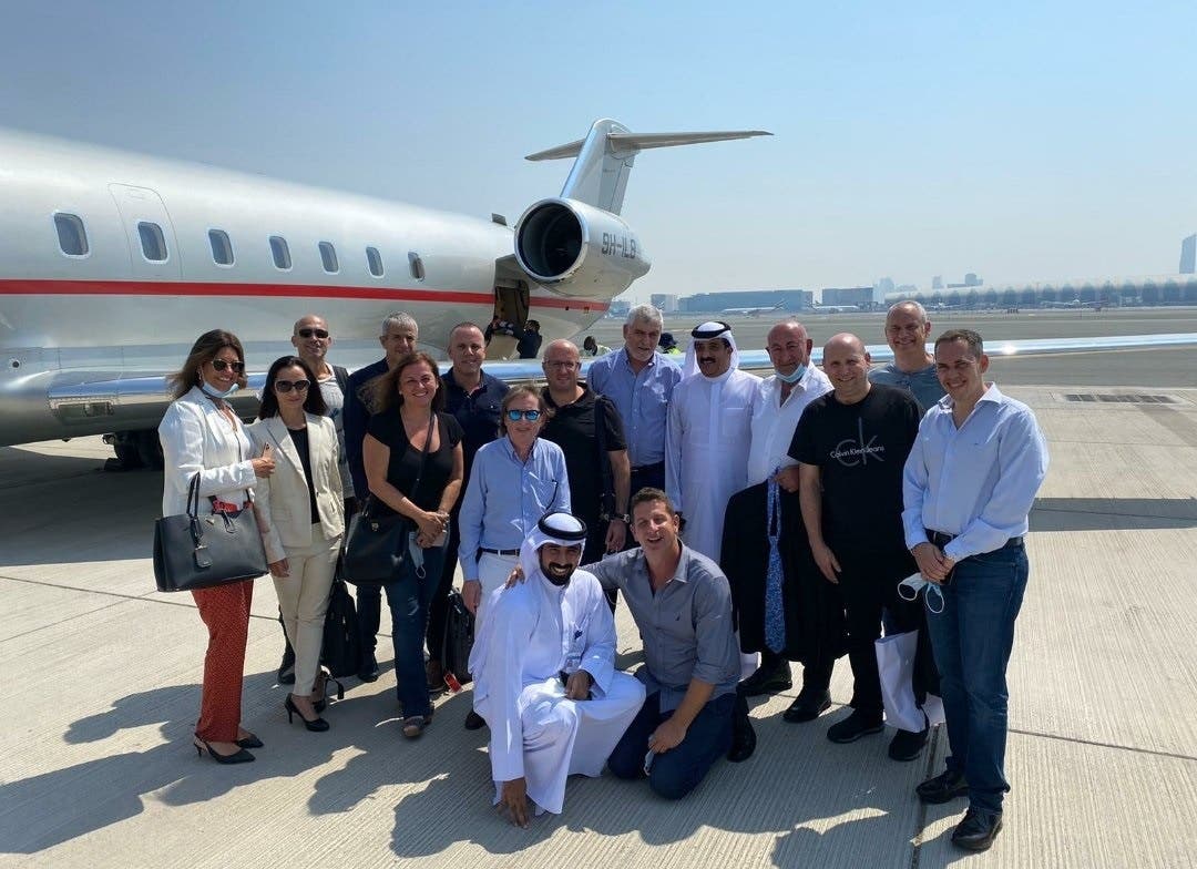 The first Israeli trade delegation to the UAE upon their arrival in Dubai. (Twitter)