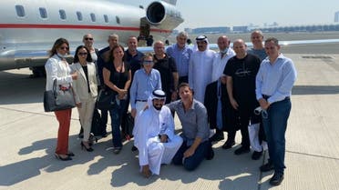 The first Israeli trade delegation to the UAE upon their arrival in Dubai. (Twitter)