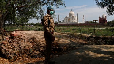 A policeman stands guard near the historic Taj Mahal during a nationwide lockdown to slow the spread of the coronavirus, in Agra, India, April 23, 2020. (Reuters)