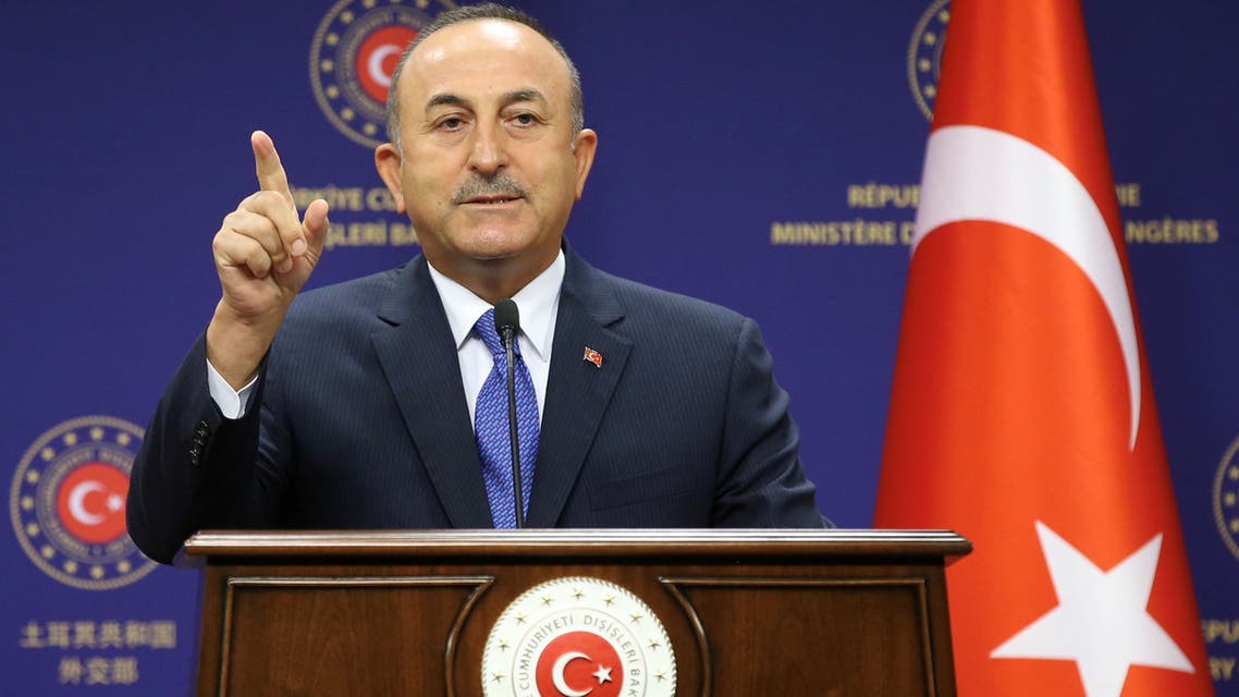 Turkish Foreign Minister Mevlut Cavusoglu attends a press conference in Ankara, Turkey, August 25, 2020. Turkish Foreign Ministry/Handout via REUTERS ATTENTION EDITORS - THIS PICTURE WAS PROVIDED BY A THIRD PARTY. NO RESALES. NO ARCHIVE.