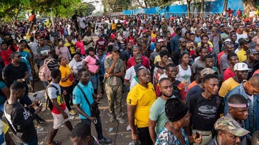 Members of the Council of Patriots (COP) gather in the streets while protesting against the deepening economic crisis under Liberian President George Weah, in Monrovia. (AFP)
