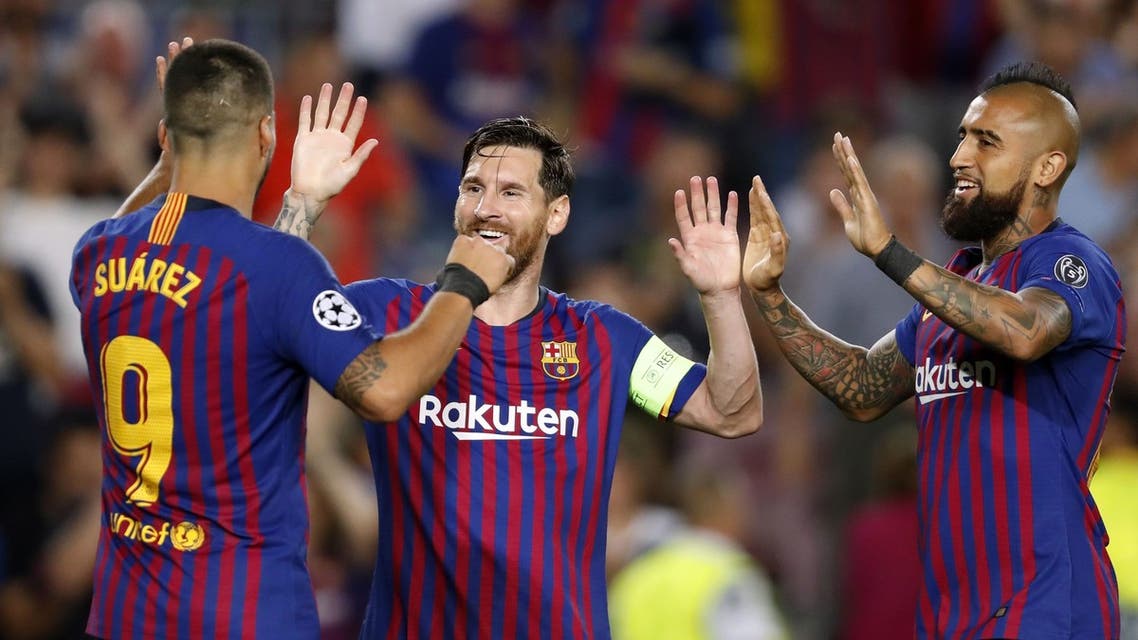 ميسي سواريز فيدال برشلونة