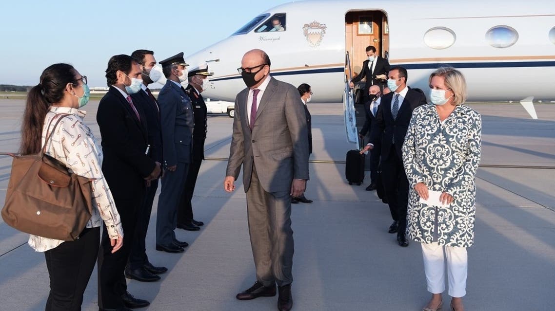 Bahrain's Minister of Foreign Affairs Abdullatif al-Zayani arrives in Washington. (Twitter)