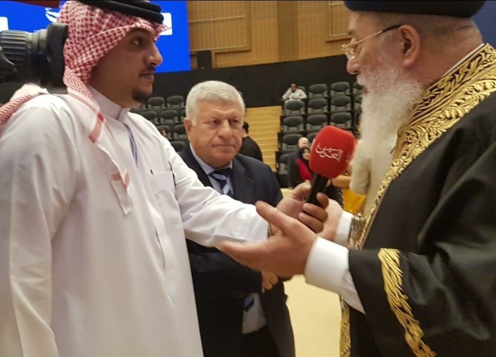 Former Chief Rabbi of Jerusalem Shlomo Amar, during a media interview in Manama, Bahrain, on December 9, 2019. (Twitter)