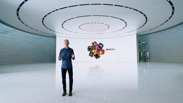 Apple’s Chief Operating Officer Jeff Williams unveils Apple Watch Series 6 and Apple Watch SE during a special event at Apple Park in Cupertino, California, on September 15, 2020. (AFP)