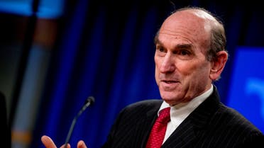 Special Representative for Venezuela Elliott Abrams attends a news conference at the State Department, in Washington, U.S., March 31, 2020. Andrew Harnik/ Pool via REUTERS