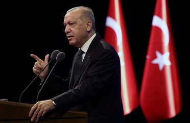 Turkey's President Recep Tayyip Erdogan speaks during a meeting, in Ankara on Sept. 7, 2020. (AP)