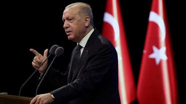 Turkey's President Recep Tayyip Erdogan speaks during a meeting, in Ankara on Sept. 7, 2020. (AP)