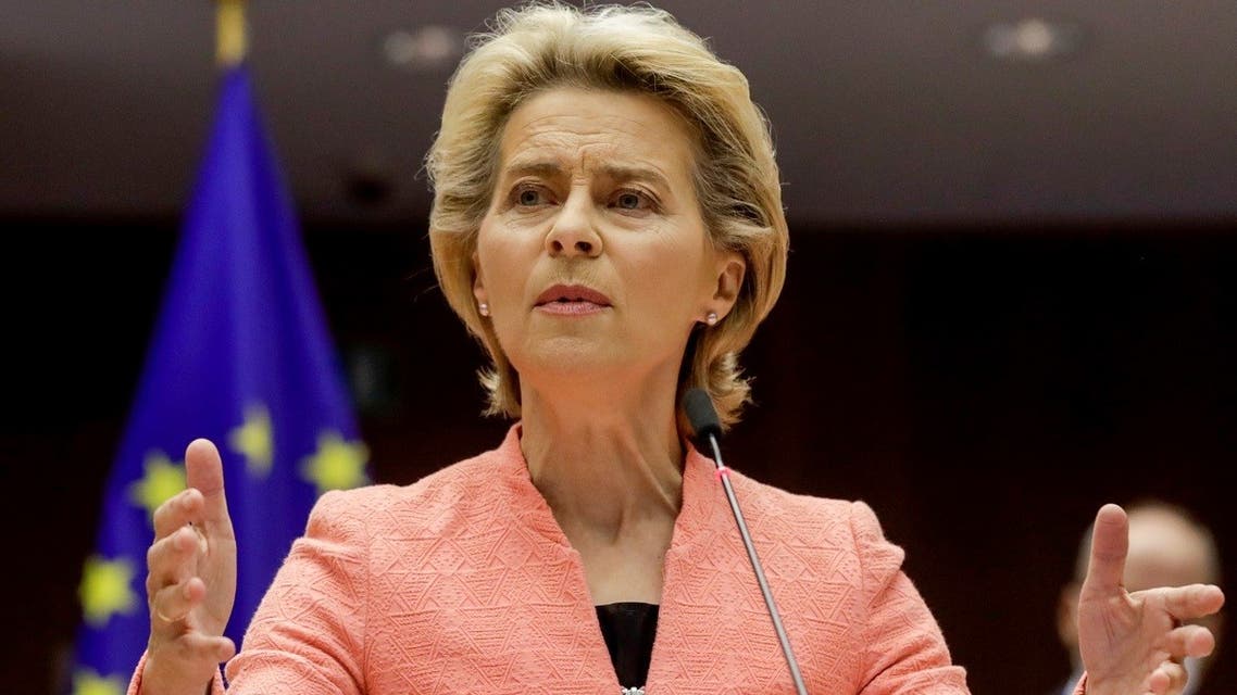European Commission President Ursula von der Leyen gives her first State of the Union speech during a plenary session of European Parliament in Brussels, Belgium, on September 16, 2020. (Reuters)