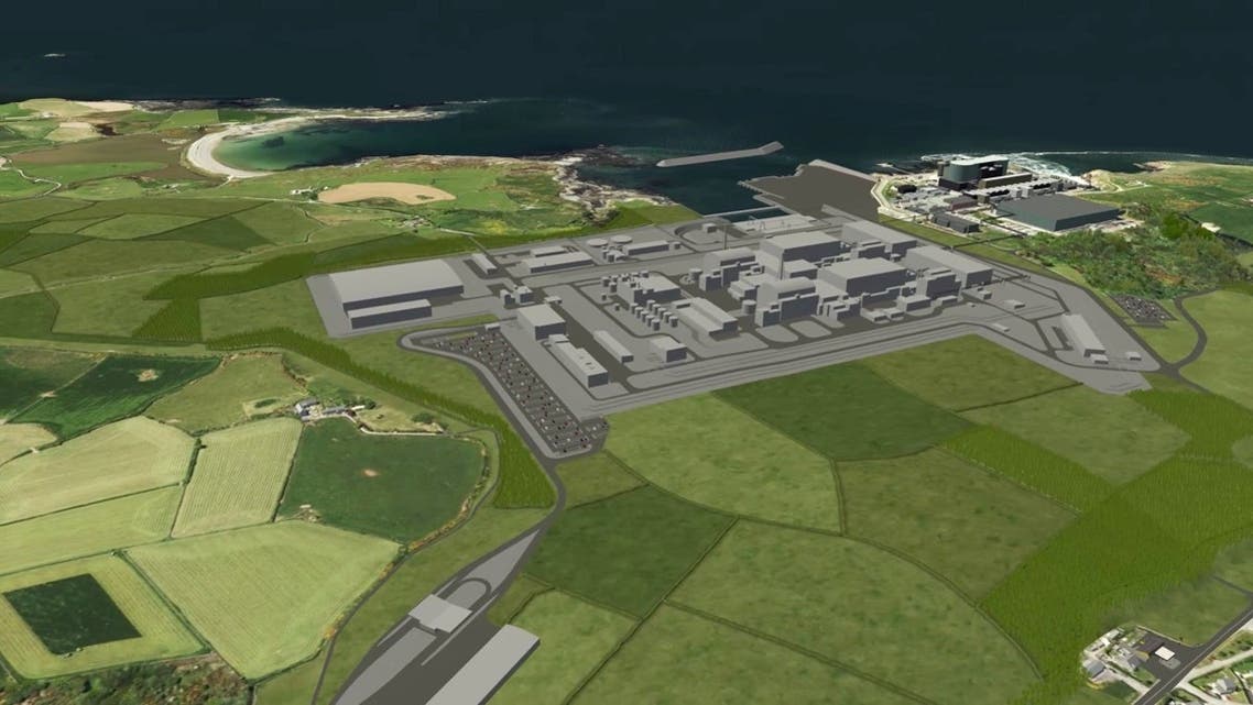 The proposed power plant in Anglesey, Wales, Britain, that has been put on hold is seen in this still image taken from an animation from 2018 . (Reuters)