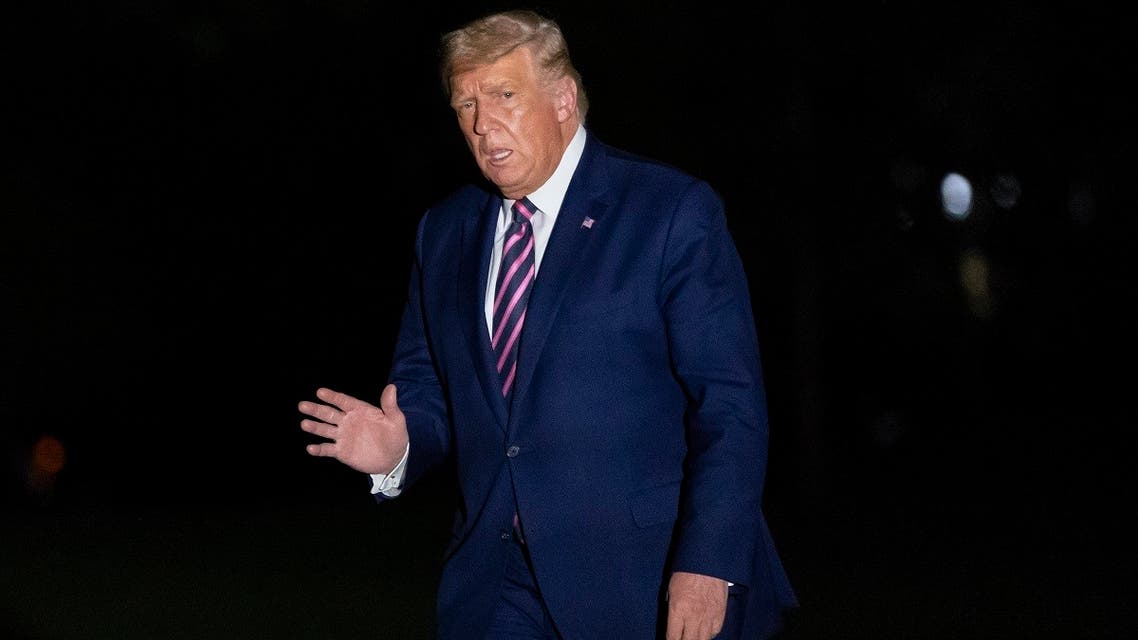 President Donald Trump walks from Marine One on the South Lawn of the White House, Friday, Sept. 18, 2020, in Washington, as he returns from a campaign rally in Minnesota. (AP)
