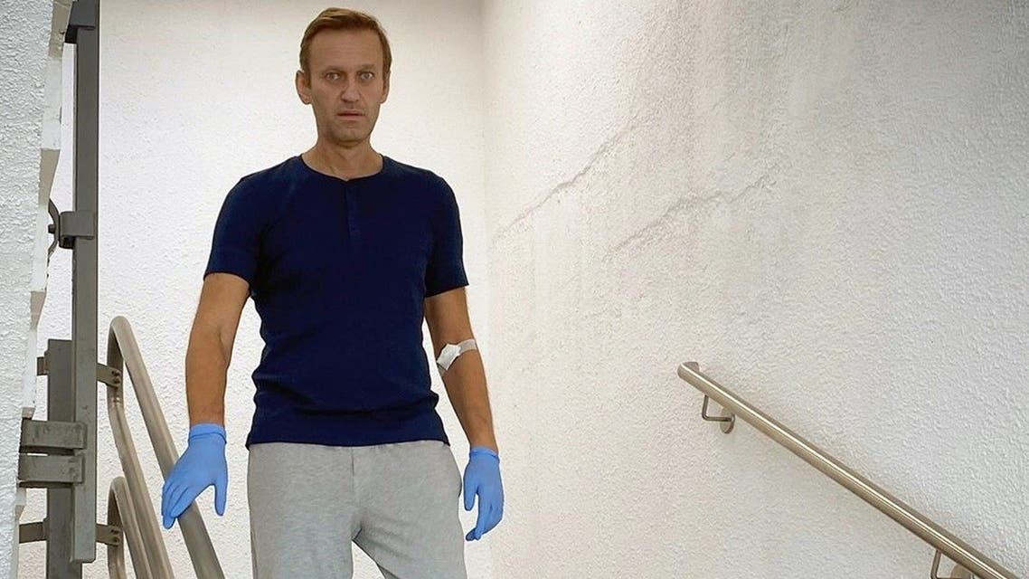 This handout picture posted on September 19, 2020 on the Instagram account of @navalny shows Alexei Navalny in Berlin’s Charite hospital. (Instagram account @navalny/AFP)