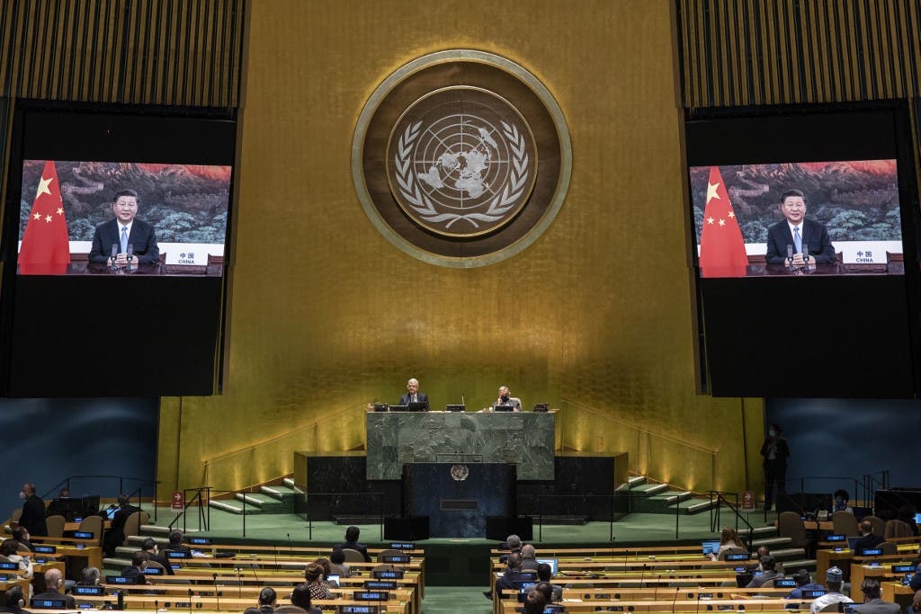 الرئيس الصيني خلال جلسة الجمعية العامة في الأمم المتحدة