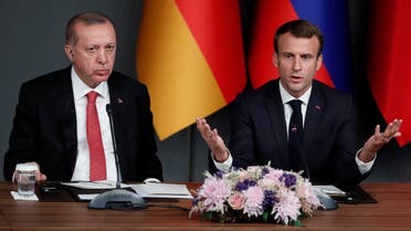 Turkish President Tayyip Erdogan and French President Emmanuel Macron attend a news conference during the Syria summit in Istanbul, Turkey, October 27, 2018. (Reuters)