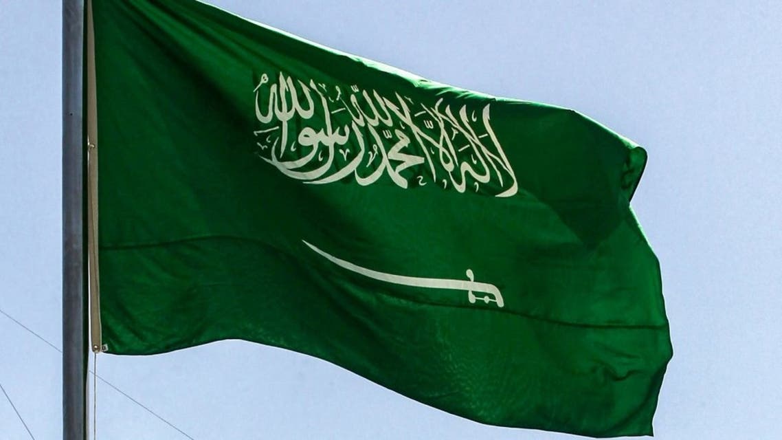  This file photo taken on April 4, 2019, shows a Saudi flag flying at the new Saudi consulate headquarters in the Iraqi capital Baghdad. (AFP)