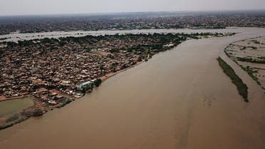 An aerial view shows buildings and roads submerged by floodwaters near the Nile River in South Khartoum, Sudan September 8, 2020. (Reuters)