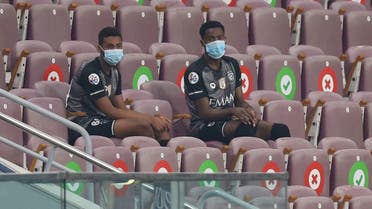 Hilal's bench players are pictured ahead of the AFC Champions League group B match between Saudi's Al-Hilal and UAE's Shabab Al-Ahli. (AFP)