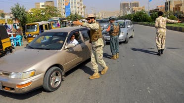 Afghan National Police personnel stop cars at a check point in Herat on September 27, 2019. (AFP)